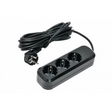 3 гнезда 5М удлинитель земля черный 7535