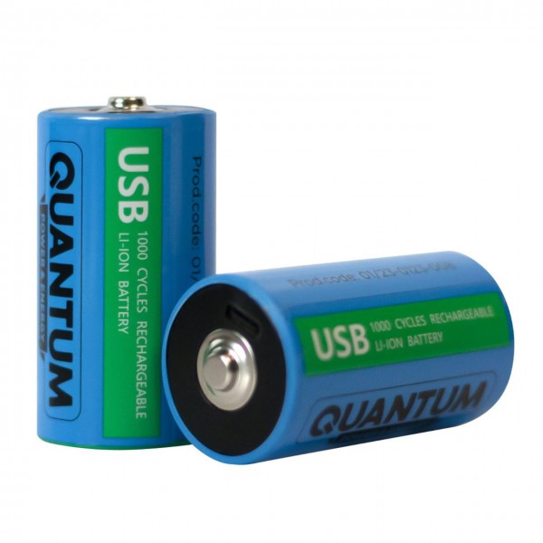  Акумулятор літій-іонний Quantum USB Li-ion D 1.5V, 5200mAh plastic case, 2шт/уп