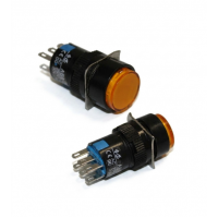 Кнопка кругла трубкою 5 pin з фіксацією 3А 220V (жовта)