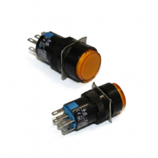 Кнопка кругла трубкою 5 pin з фіксацією 3А 220V (жовта)