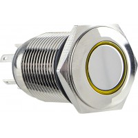 TYJ 16-261 Кнопка металева пласка з підсвічуванням, 1NO+1NC, жовта 220V.