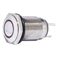 TYJ 16-261 Кнопка металева пласка з підсвічуванням, 1NO+1NC, червона 220V.