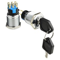 TY 19C-K11/3 Кнопка металева з ключем 3-и позиційна 2NO+2NC.