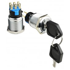 TY 19C-K11/3 Кнопка металева з ключем 3-и позиційна 2NO+2NC.