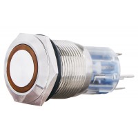 TYJ 19-271 Кнопка металева пласка з підсвічуванням, 1NO+1NC, жовта 220V.