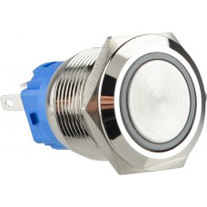 TYJ 19-271 Кнопка металева пласка з підсвічуванням, 1NO+1NC, червона 220V.