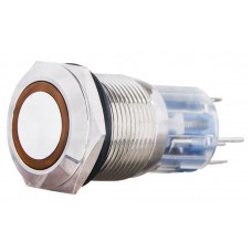 TYJ 19-271 Кнопка металева пласка з підсвічуванням, 1NO+1NC, жовта 24V.