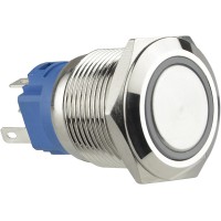 TYJ 19-271 Кнопка металева пласка з підсвічуванням, 1NO+1NC, зелена 24V.