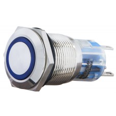 TYJ 19-271 Кнопка металева пласка з підсвічуванням, 1NO+1NC, синя 24V.