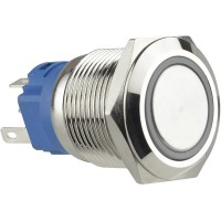 TYJ 19-271 Кнопка металева пласка з підсвічуванням, 1NO+1NC, червона 24V.