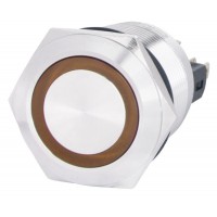 TYJ 22-271 Кнопка металева пласка з підсвічуванням, 1NO+1NC, жовта 220V.