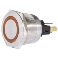 TYJ 22-271 Кнопка металева пласка з підсвічуванням, 1NO+1NC, жовта 24V.