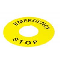 Табличка маркувальна EMERGENCY STOP жовта кругла для кнопок XB2