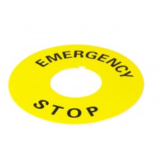 Табличка маркувальна EMERGENCY STOP жовта кругла для кнопок XB2