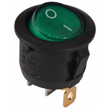 KCD1-5-101N GR/B 220V Перемикач 1 клав. круглий зелений з підсвічуванням