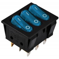 KCD2-3101N C3-BL/B 220V Перемикач 3 клав. синій з підсвічуванням