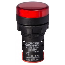 Сигнальна арматура AD22-22DS червона 24V АC/DC