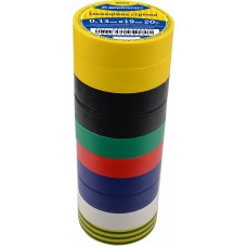 Ізострічка 0,13мм*19мм/20м Набір №3 (2 чорні+2сині+2жовті+1червона+1зелена+1біла+1ж/з)