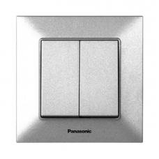 Вимикач Panasonic Arkedia Slim двоклавішний прохідний, срібний