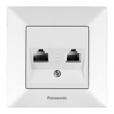 Розетка Panasonic Arkedia Slim комп\'ютерна RJ45 CAT5e+телефон RJ11 CAT3 біла