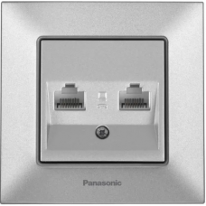 Розетка Panasonic Arkedia Slim комп\'ютерна подвійна RJ45 CAT6e, срібна