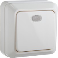 Вимикач 1-кл. з підсвічуванням BЗ10-1-1-Ct-W (білий)