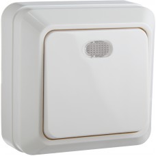 Вимикач 1-кл. з підсвічуванням BЗ10-1-1-Ct-W (білий)