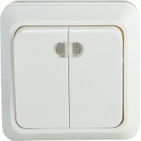 Вимикач 2-кл. з підсвічуванням BЗ10-2-1-Ct-W (білий)