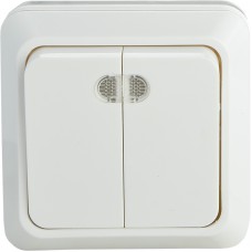 Вимикач 2-кл. з підсвічуванням BЗ10-2-1-Ct-W (білий)