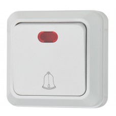 Вимикач дзвінковий з підсвічуваннямВЗд10-1-Ct-W (білий)