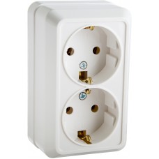 Розетка подвійна з заземленням PЗ16/2-З-Ct-W (біла)