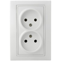 Розетка подвійна 2Р PB16/2-Fl-W (біла)