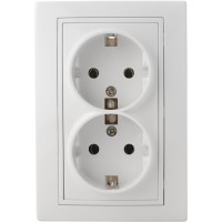 Розетка подвійна 2Р+PE PB16/2-З-Fl-W (біла)
