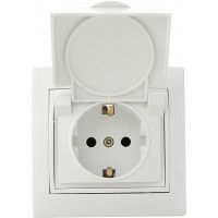 Розетка з кришкою 2Р+PE РВбсб16-З-Fl-W (біла)