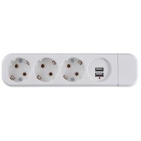 Колодка 3-місна ( 2Р+РЕ +USB) КП-З-USB-10