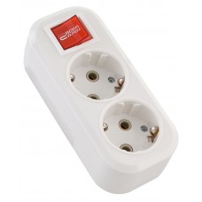 Колодка 2-місна ( 2Р+РЕ + вимикач) КП-З-В-02