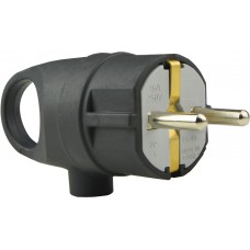 Вилка каучукова кутова з кільцем 2P+PE 16А