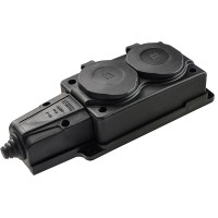 Колодка каучукова 2Р+PE з захисними кришками двомісна 16А IP44