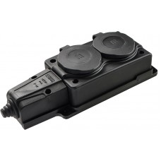 Колодка каучукова 2Р+PE з захисними кришками двомісна 16А IP44