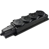 Колодка каучукова 2Р+PE з захисними кришками чотиримісна 16А IP44