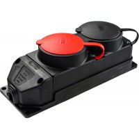 Колодка каучукова 3Р+РЕ з захисними кришками двомісна (1×25А/1×16A*2P+PE) IP44