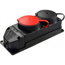 Колодка каучукова 3Р+РЕ з захисними кришками двомісна (1×25А/1×16A*2P+PE) IP44