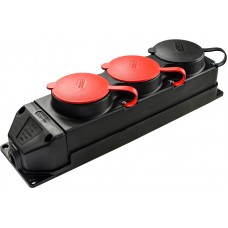 Колодка каучукова 3Р+РЕ з захисними кришками тримісна (2×25А/1×16A*2P+PE) IP44