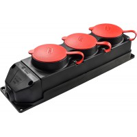 Колодка каучукова 3Р+РЕ з захисними кришками тримісна (3×25А) IP44
