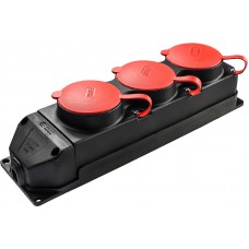 Колодка каучукова 3Р+РЕ з захисними кришками тримісна (3×25А) IP44
