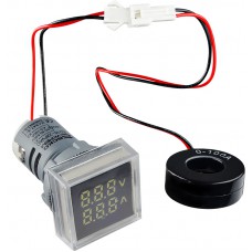 Квадратний цифровий вимірювач універсальний струму+напруги ED16-22 FVAD 0-100A, 50-500В (білий)