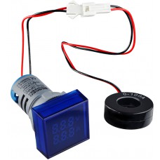 Квадратний цифровий вимірювач універсальний струму+напруги ED16-22 FVAD 0-100A, 50-500В (синій)