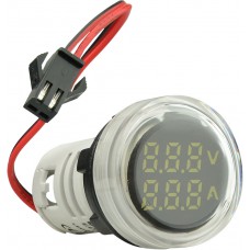 Круглий цифровий вимірювач універсальний струму+напруги ED16-22 VAD 0-100A, 50-500В (білий)