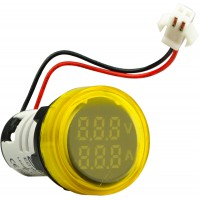 Круглий цифровий вимірювач універсальний струму+напруги ED16-22 VAD 0-100A, 50-500В (жовтий)