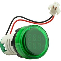 Круглий цифровий вимірювач універсальний струму+напруги ED16-22 VAD 0-100A, 50-500В (зелений)